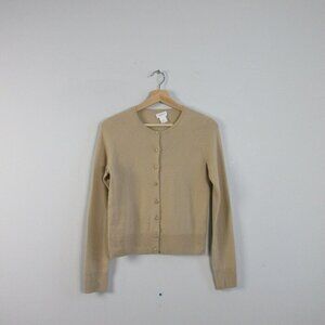 Club Monaco 100% Cashmere Long Sleeve Cardigan Womens S Beige Stretch Button 148